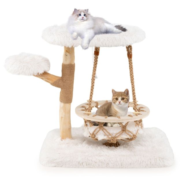 ARBRE À CHAT EN BOIS FLOTTÉ<br> "La balançoire"