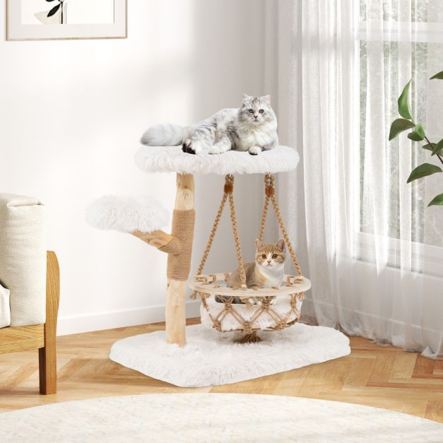 ARBRE À CHAT EN BOIS FLOTTÉ<br> "La balançoire"