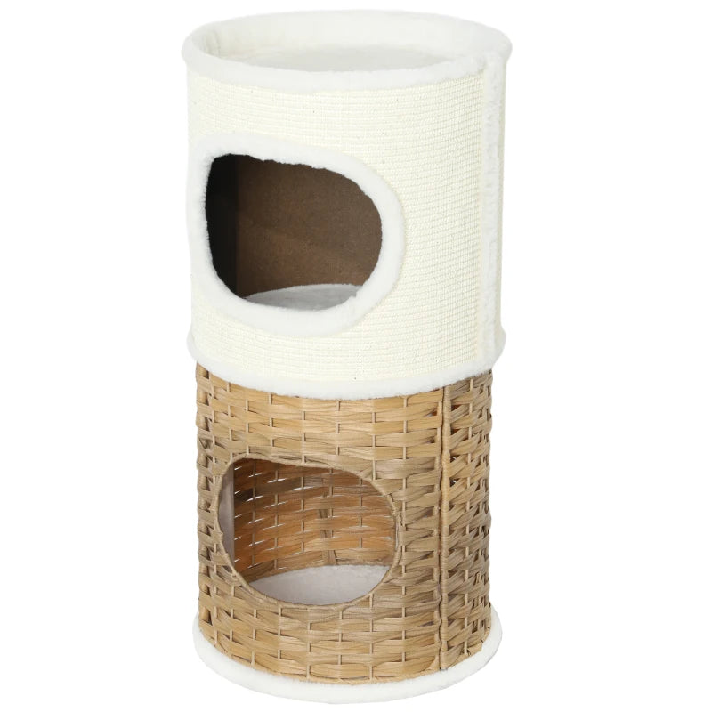PANIER CHAT ROND DOUBLE ÉTAGE EN ROTIN