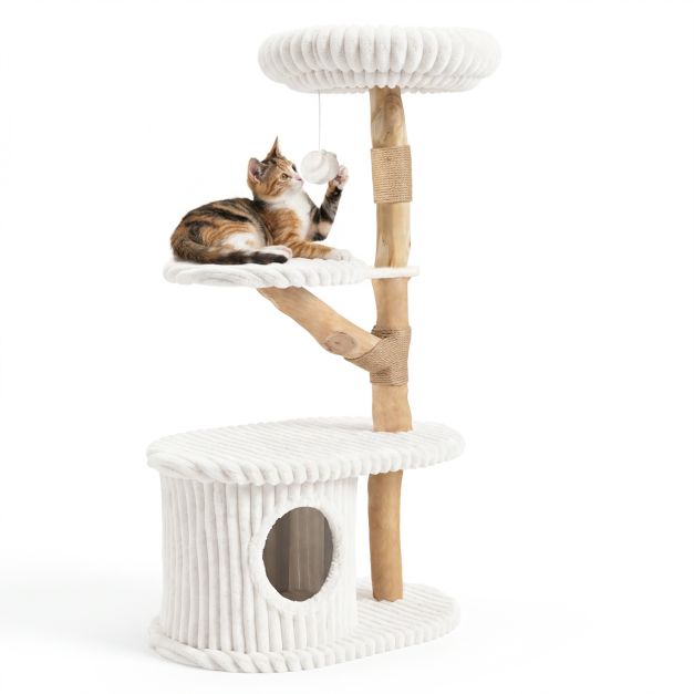 ARBRE A CHAT EN BOIS FLOTTÉ DOUX