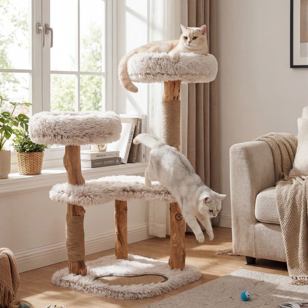 ARBRE A CHAT BOIS FLOTTÉ FINITION LUXE