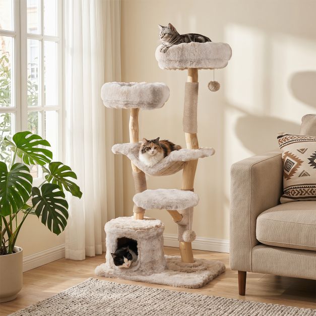 ARBRE A CHAT BOIS FLOTTÉ MODELLE XXL