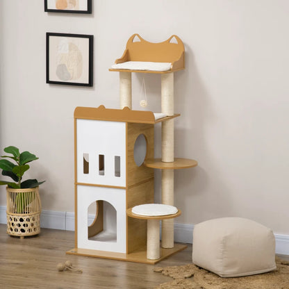 ARBRE À CHAT EN BOIS CLAIR <br> "La tannière"