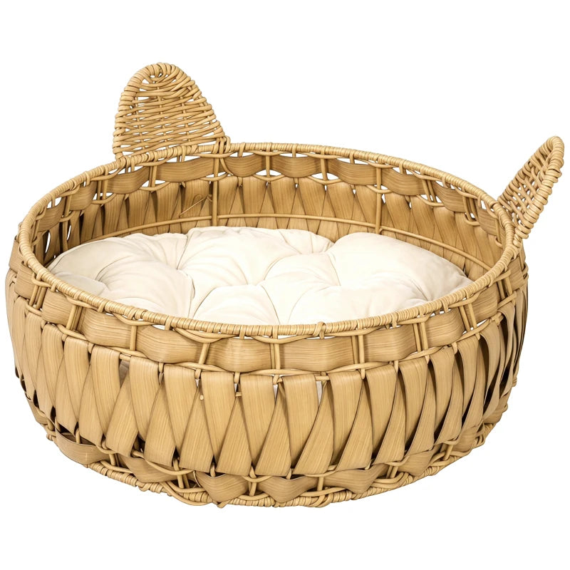 PANIER CHAT EN VÉRITABLE ROTIN