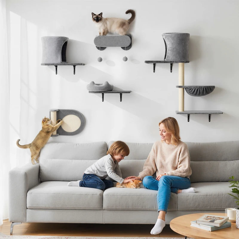 ARBRE A CHAT MURAL GRIS