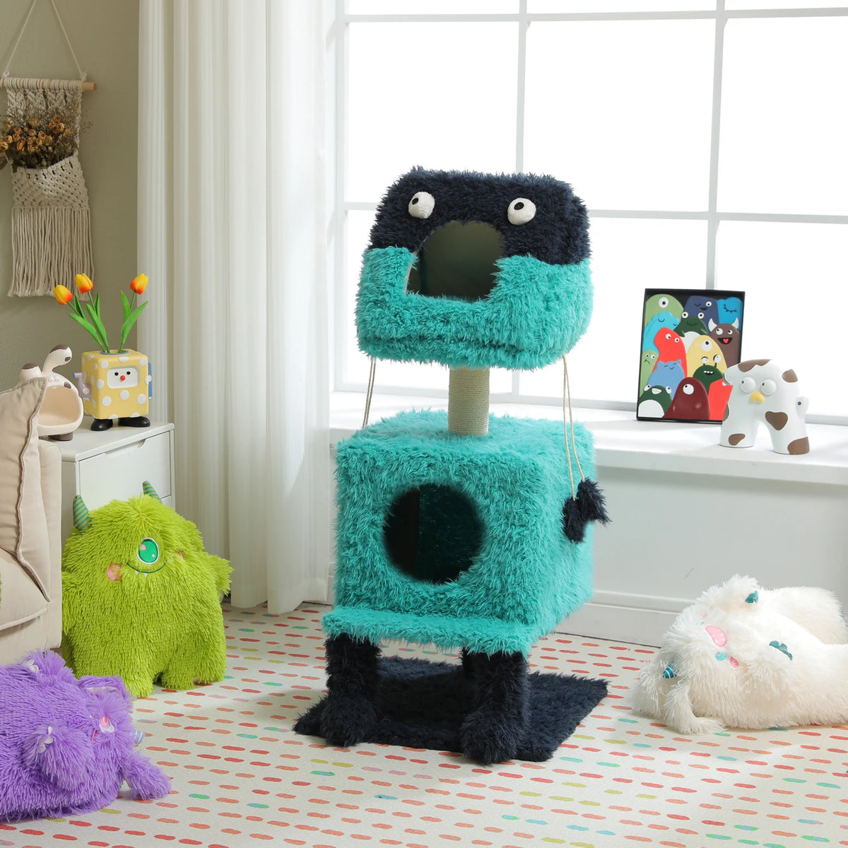 ARBRE À CHAT DESIGN <br> "La créature turquoise"