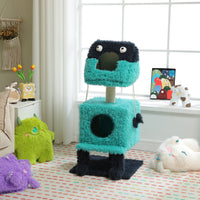 ARBRE À CHAT DESIGN <br> "La créature turquoise"