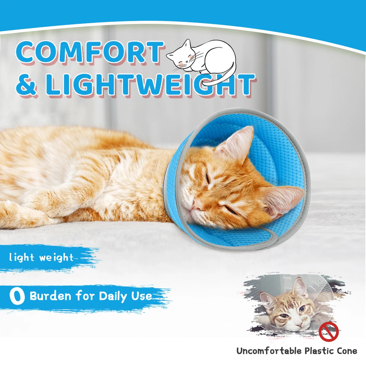A plain pet protective cover, adjustable cartoon pet cone collar, anti-bite, anti-licking, wound anti-scratch, pet grooming head