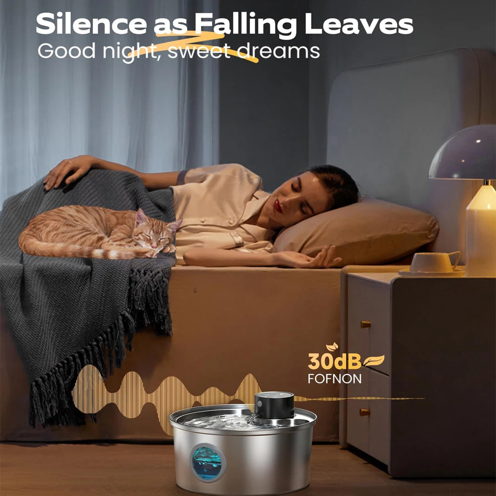 Stainless Steel Wireless Cat Water Fountain Charging Automatic Pet Drinking Motion Sensor Dog Water Dispenser Accessories filter