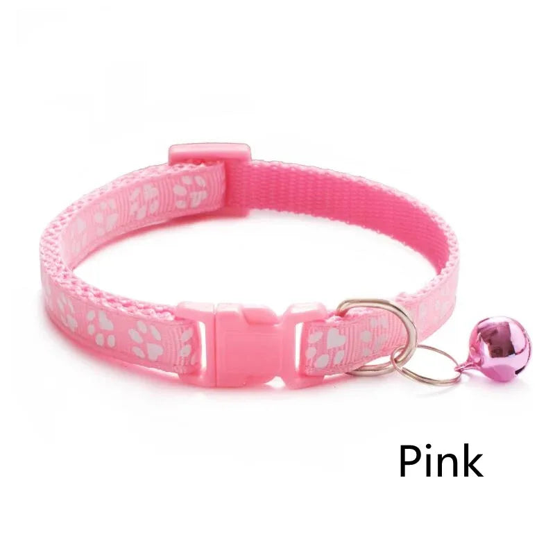 1/6/18pcs Pet Collar With Bell Footprints Colorful Dog, Dog, Cat Accessories Cat Collar Adjustable Bell Ring Necklace Pet