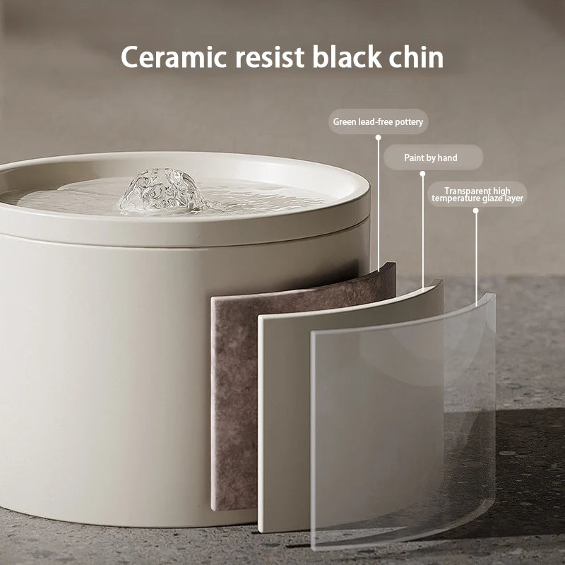Ultra-Quiet Pet Cat Automatic Water Fountain Filter Dispenser For Dog Flowing Silent Circulation Filtration Ceramic Water Feeder