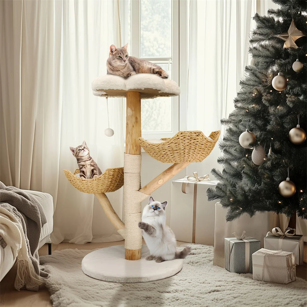 ARBRE À CHAT EN BOIS FLOTTÉ<br> "Le magnifique"