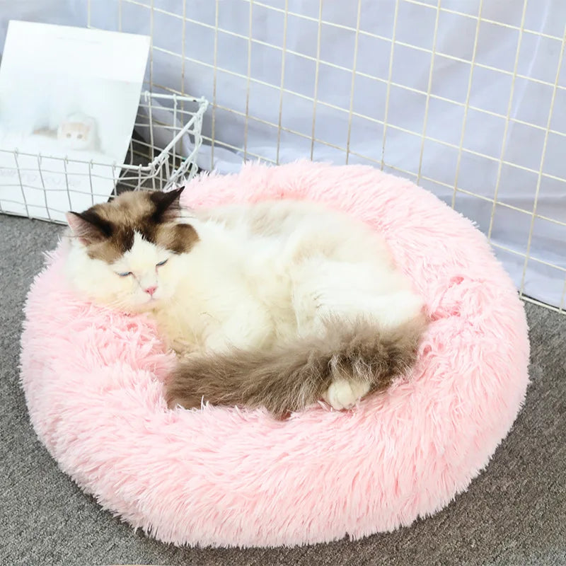 Super Soft Pet Cat Bed Plush Full Size Washable Calm Bed Donut Bed Comfortable Sleeping Artifact Suitable For Winter