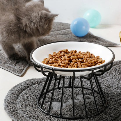 Ceramic Raised Pet Bowl Food Water Bowls with Rack for Cats Dogs Outdoor Feeding Drinking Accessories Doggie Cat Stand Bowl ﻿