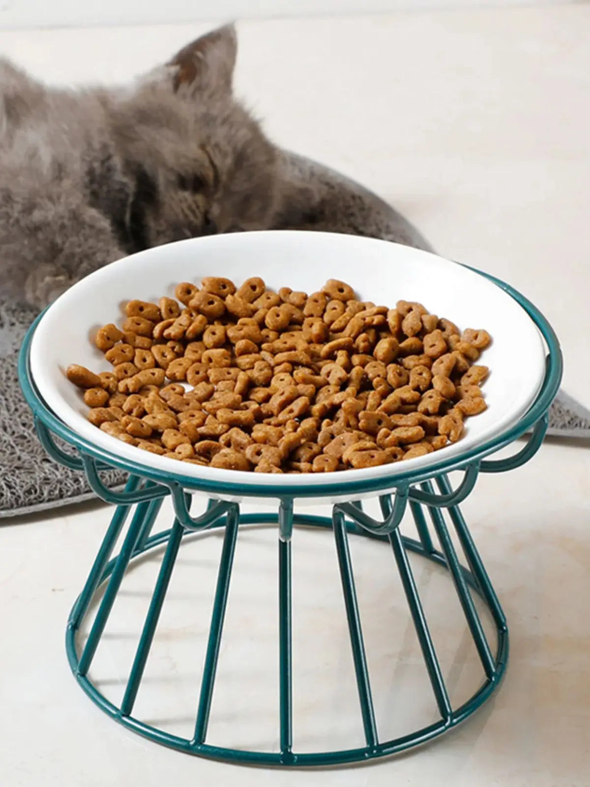 Ceramic Raised Pet Bowl Food Water Bowls with Rack for Cats Dogs Outdoor Feeding Drinking Accessories Doggie Cat Stand Bowl ﻿