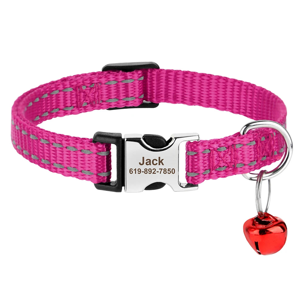 Personalized Printed Cat Collar Adjustable Kitten Puppy Collars With Free Engraved ID Nameplate Bell Anti-lost Cats Collars
