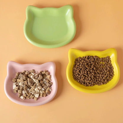 1PC Cat-Shaped Pet Bowls, Pastel Color Cute Animal Design, Non-Slip Pet Food Dish, Ideal for Cats, Trendy Pet Accessory for Home