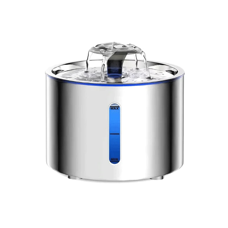 2.5L Stainless Steel Automatic Cat Water Fountain Auto Power-off Fountain With LED Light Non-slip Mat Dog Water Dispenser