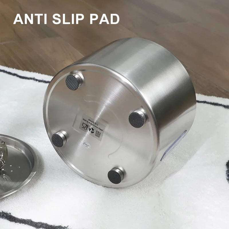2.5L Stainless Steel Automatic Cat Water Fountain Auto Power-off Fountain With LED Light Non-slip Mat Dog Water Dispenser