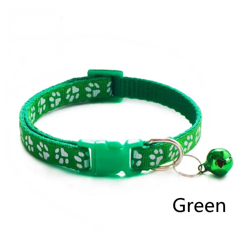1/6/18pcs Pet Collar With Bell Footprints Colorful Dog, Dog, Cat Accessories Cat Collar Adjustable Bell Ring Necklace Pet