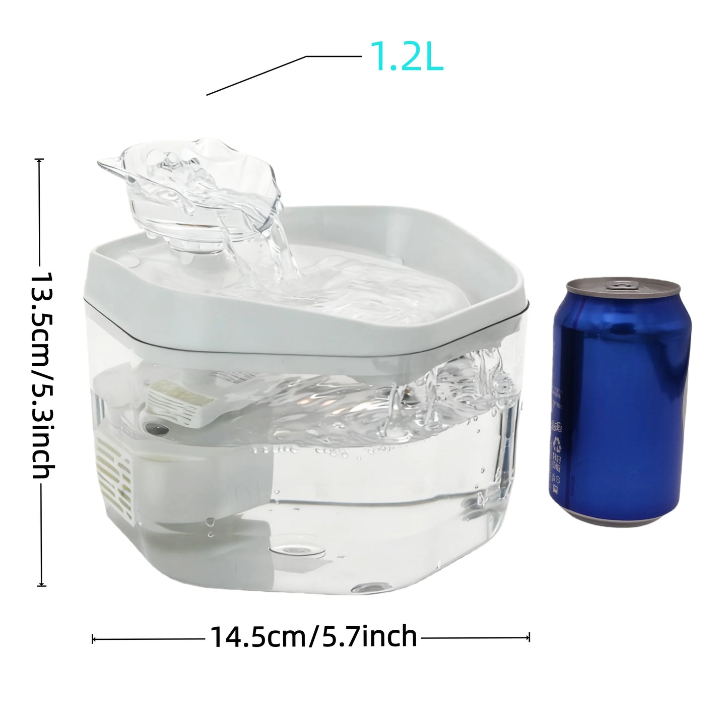 Cat Fountain 1.2L/42.23fl oz Cat Water Dispenser Pet Drinking Fountain, USB Powered - Suitable for Cats/Small to Medium Dogs