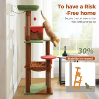 Multi-Level Cat Tree with Scratching Posts Removable Scratcher Large Cat Condo Hammock Mushroom Cat Tower for Indoor Cat Toys