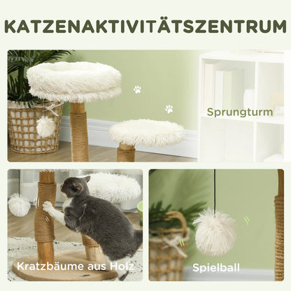 PawHut scratching post 61.5 cm tall cat scratching post with Playball, beds, scratch trunk