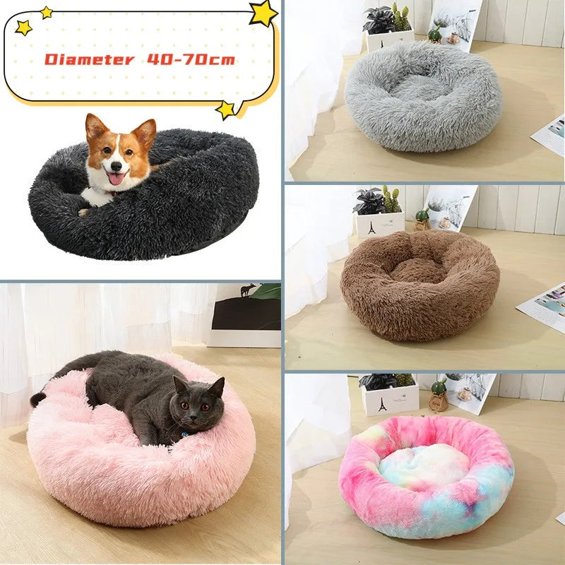 Super Soft Pet Cat Bed Plush Full Size Washable Calm Bed Donut Bed Comfortable Sleeping Artifact Suitable For Winter