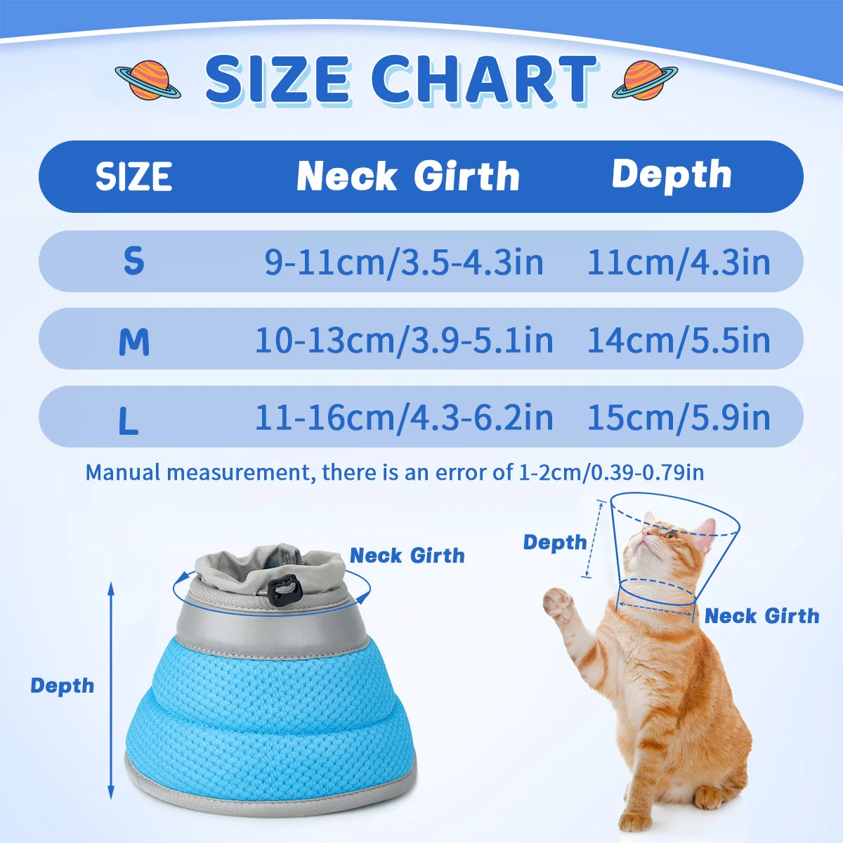 A plain pet protective cover, adjustable cartoon pet cone collar, anti-bite, anti-licking, wound anti-scratch, pet grooming head