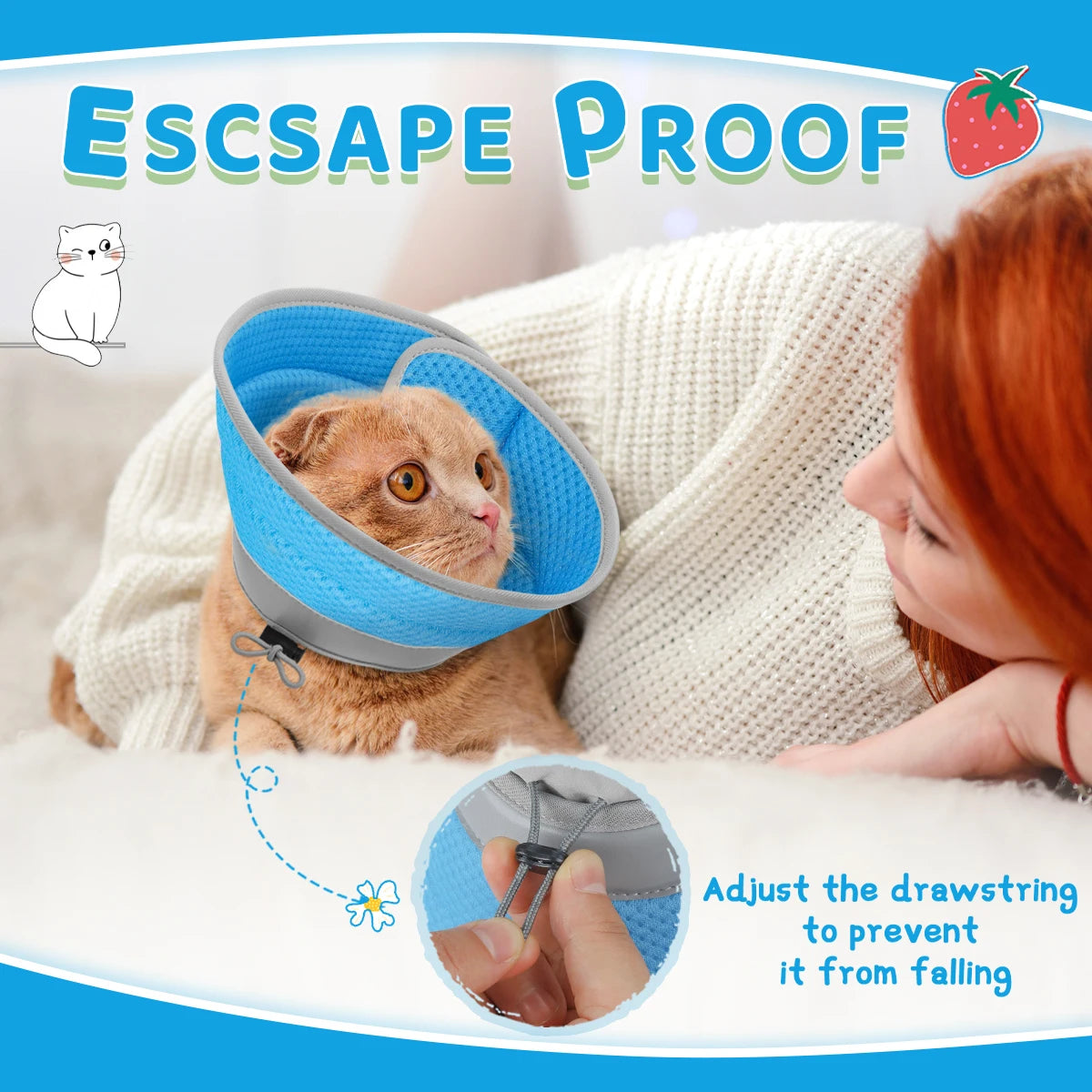 A plain pet protective cover, adjustable cartoon pet cone collar, anti-bite, anti-licking, wound anti-scratch, pet grooming head