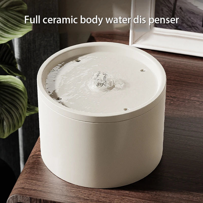 Ultra-Quiet Pet Cat Automatic Water Fountain Filter Dispenser For Dog Flowing Silent Circulation Filtration Ceramic Water Feeder