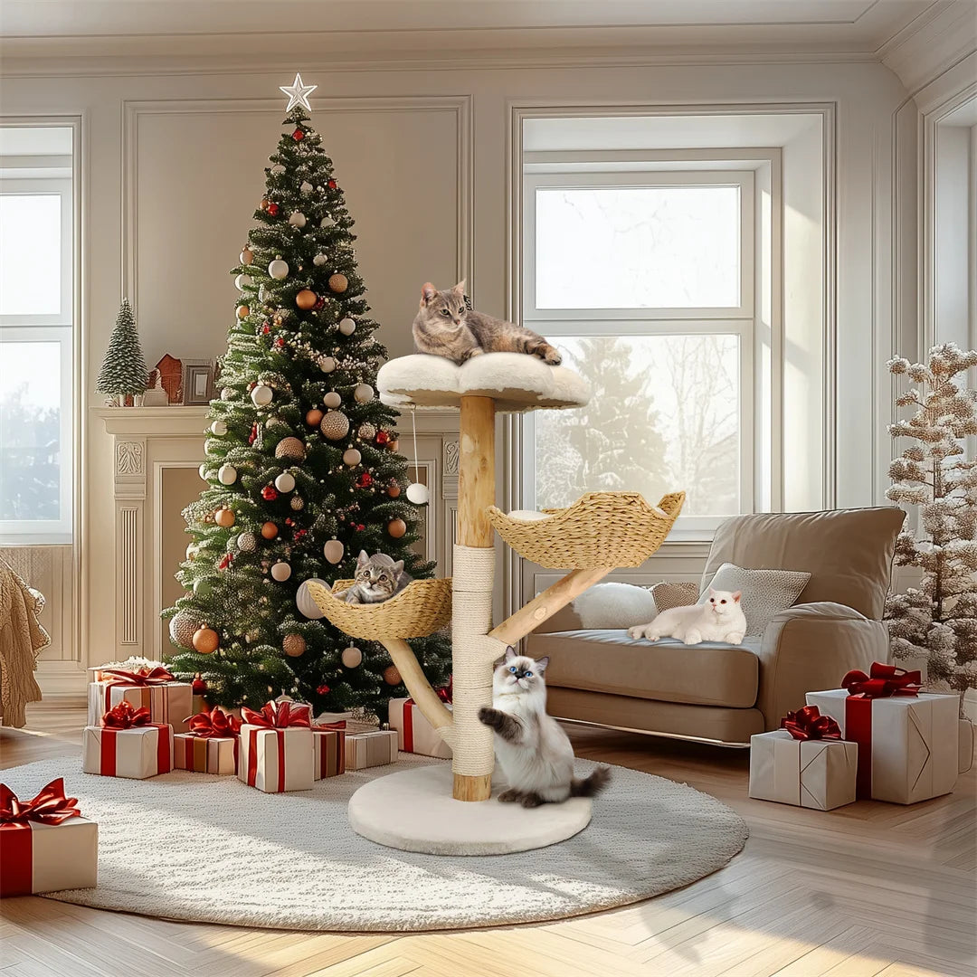 ARBRE À CHAT EN BOIS FLOTTÉ<br> "Le magnifique"