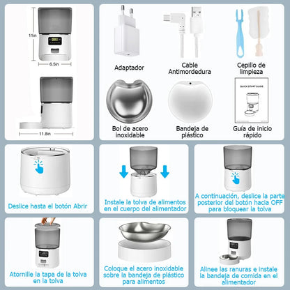 Automatic Pet Feeder 4L Automatic Cat Food Dispenser Smart Control Bug and Snag Resistant Cat Dog Timer Feeder