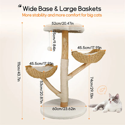 ARBRE À CHAT EN BOIS FLOTTÉ<br> "Le magnifique"