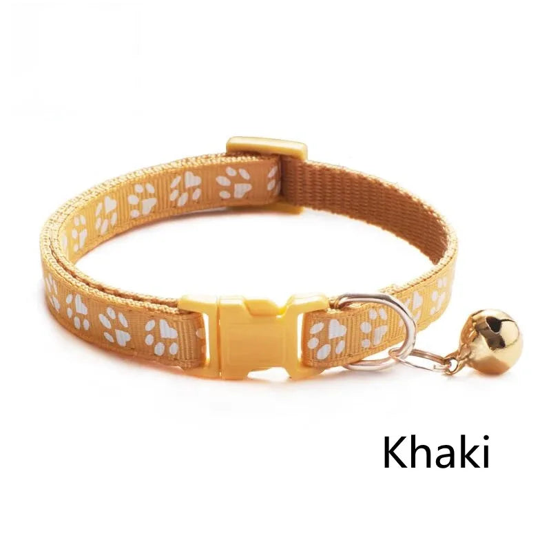 1/6/18pcs Pet Collar With Bell Footprints Colorful Dog, Dog, Cat Accessories Cat Collar Adjustable Bell Ring Necklace Pet