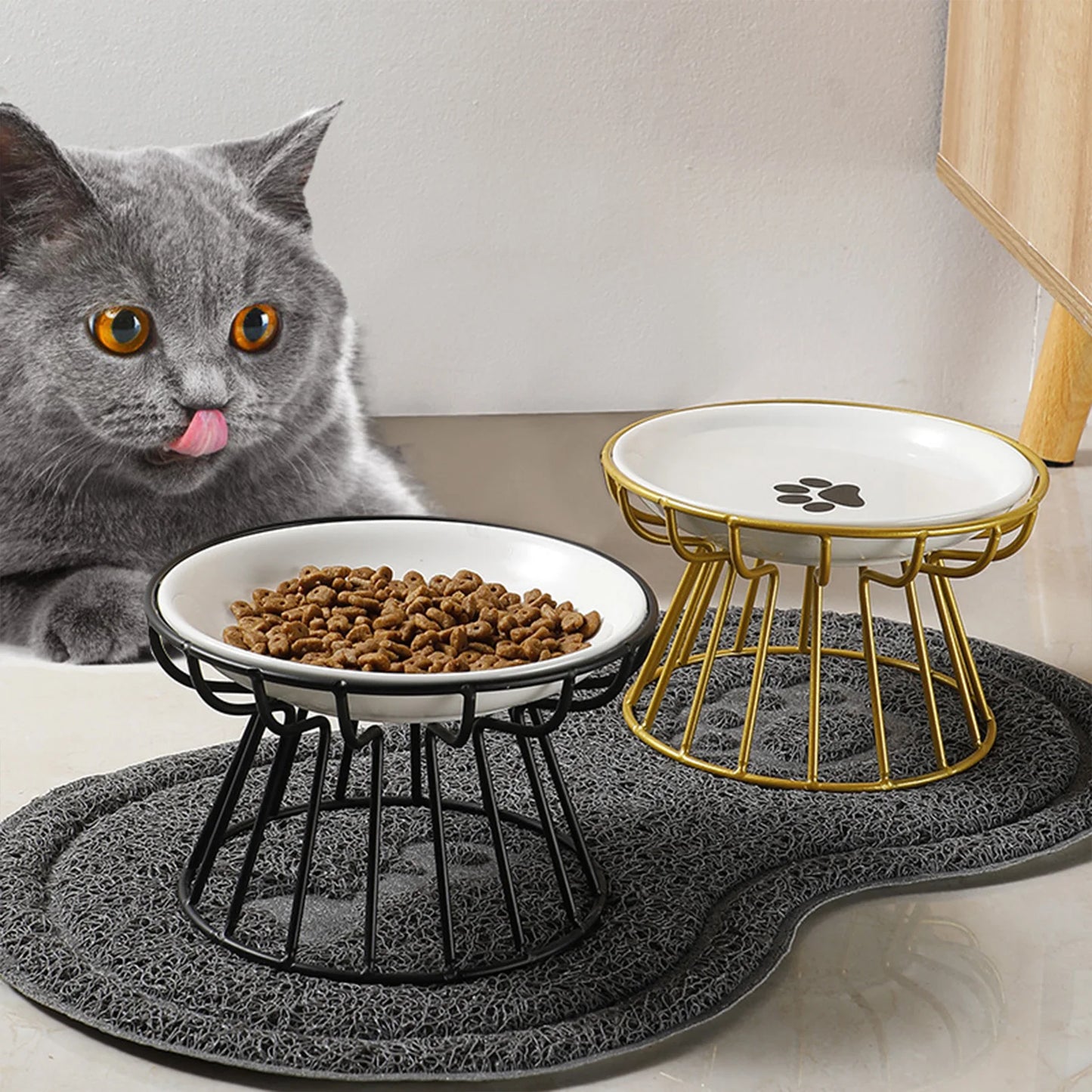 Ceramic Raised Pet Bowl Food Water Bowls with Rack for Cats Dogs Outdoor Feeding Drinking Accessories Doggie Cat Stand Bowl ﻿