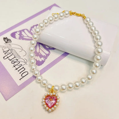 Princess Style Pet Pearl Collar for Dogs Cats - Cute Jewelry Accessory for Puppy Kitten Chihuahua Perfect Wedding Gift