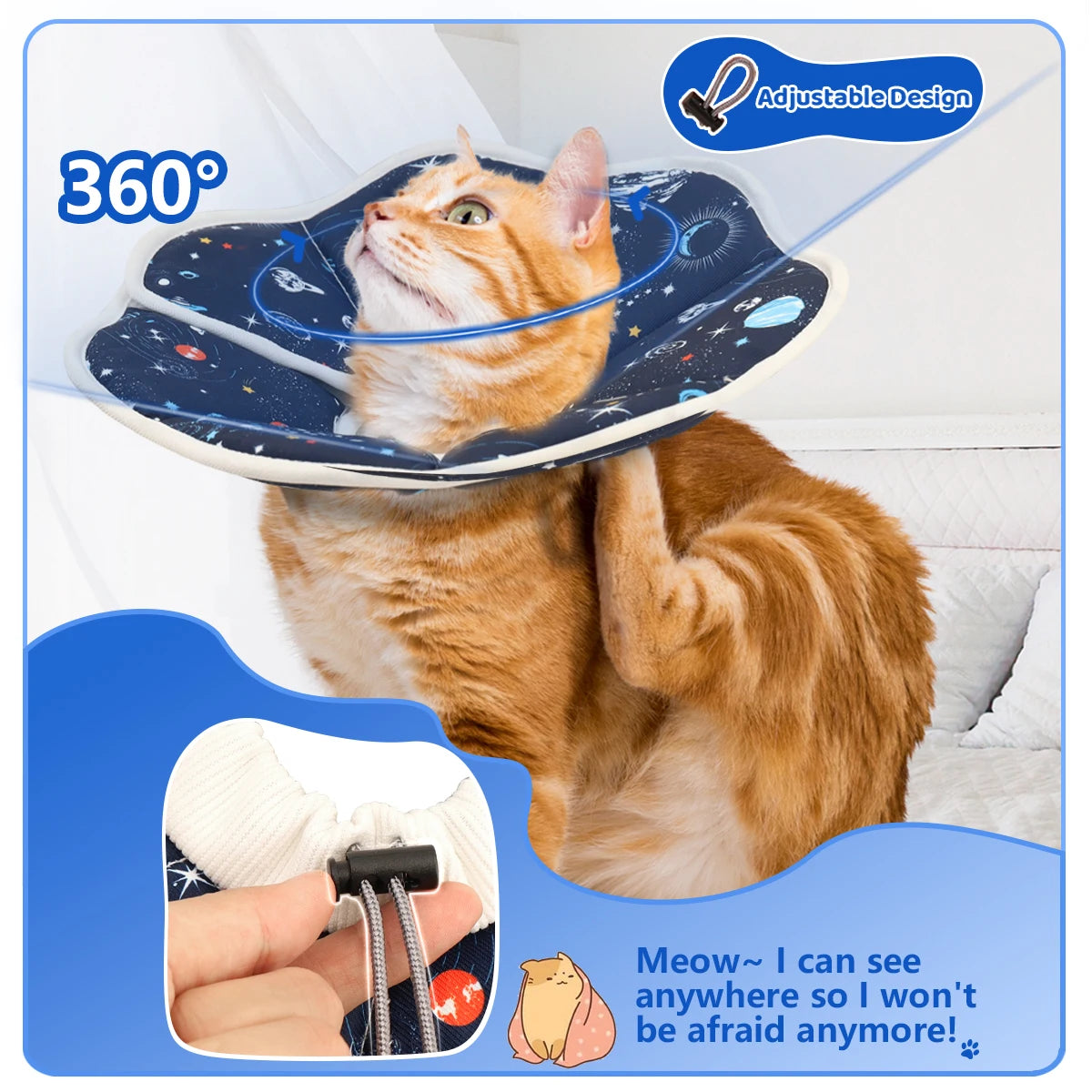 A new Elizabethan collar, stylish and high-value cartoon printed pet protective cover, dog protective cover, cat anti-licking st