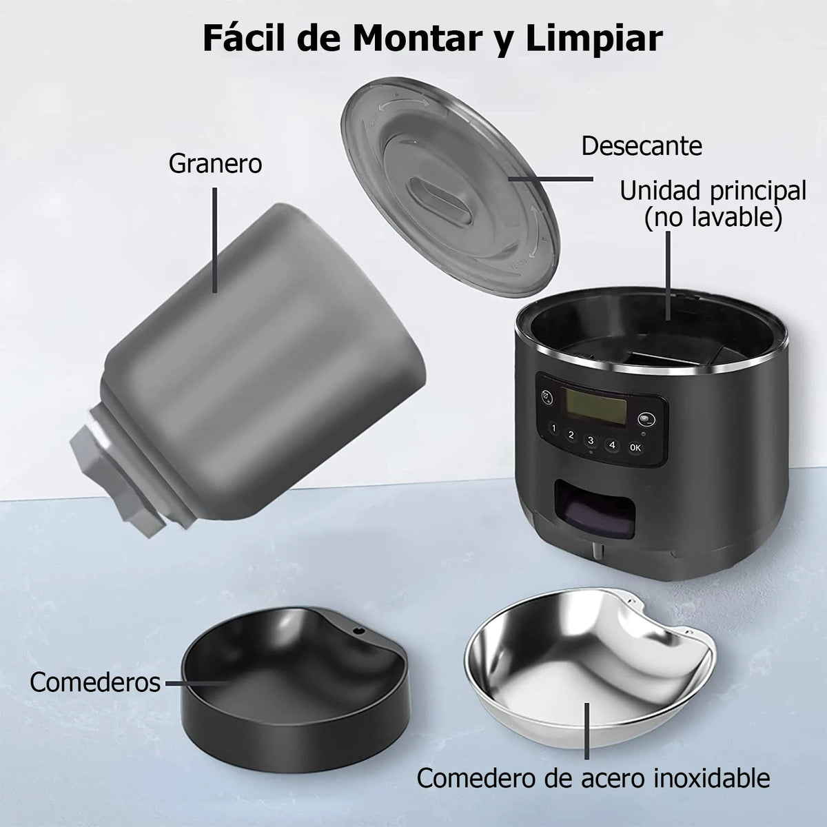 Automatic Pet Feeder 4L Automatic Cat Food Dispenser Smart Control Bug and Snag Resistant Cat Dog Timer Feeder