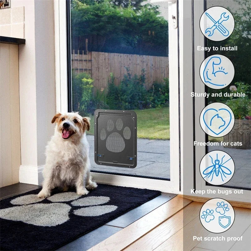 Pet Gate Cat Door Safe Lockable Magnetic Screen Outdoor Dogs Cats Window House Enter Freely Fashion Pretty Garden Easy Install
