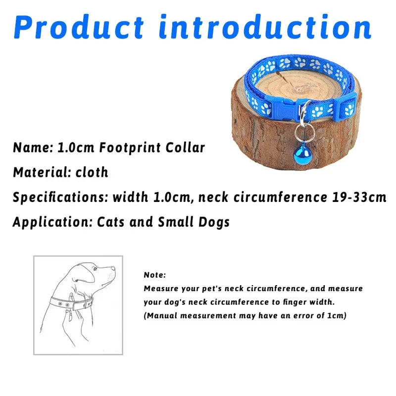 1/6/18pcs Pet Collar With Bell Footprints Colorful Dog, Dog, Cat Accessories Cat Collar Adjustable Bell Ring Necklace Pet