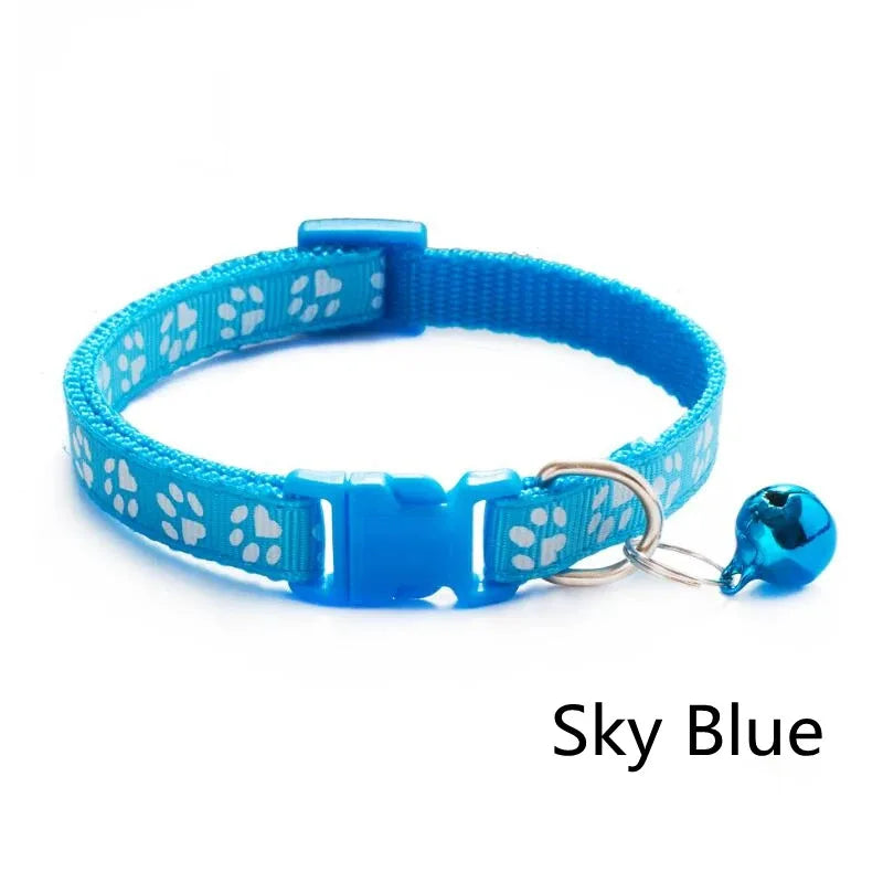 1/6/18pcs Pet Collar With Bell Footprints Colorful Dog, Dog, Cat Accessories Cat Collar Adjustable Bell Ring Necklace Pet