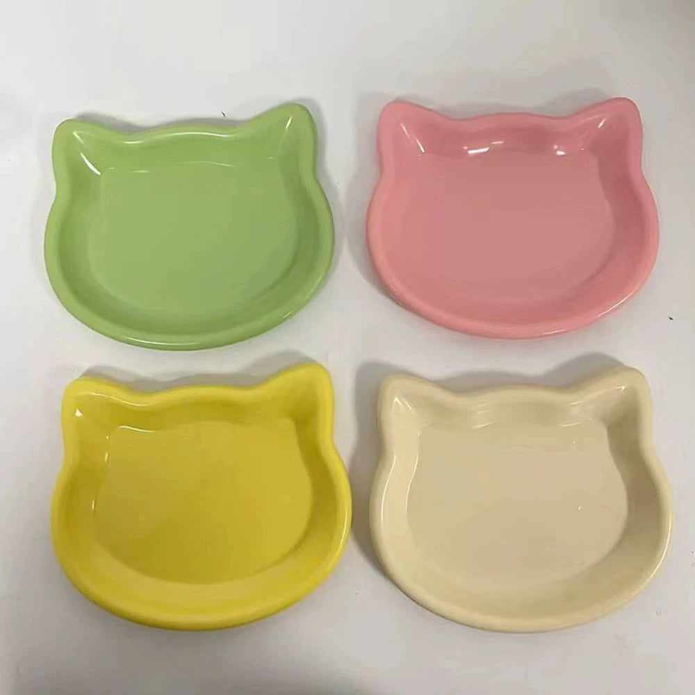 1PC Cat-Shaped Pet Bowls, Pastel Color Cute Animal Design, Non-Slip Pet Food Dish, Ideal for Cats, Trendy Pet Accessory for Home