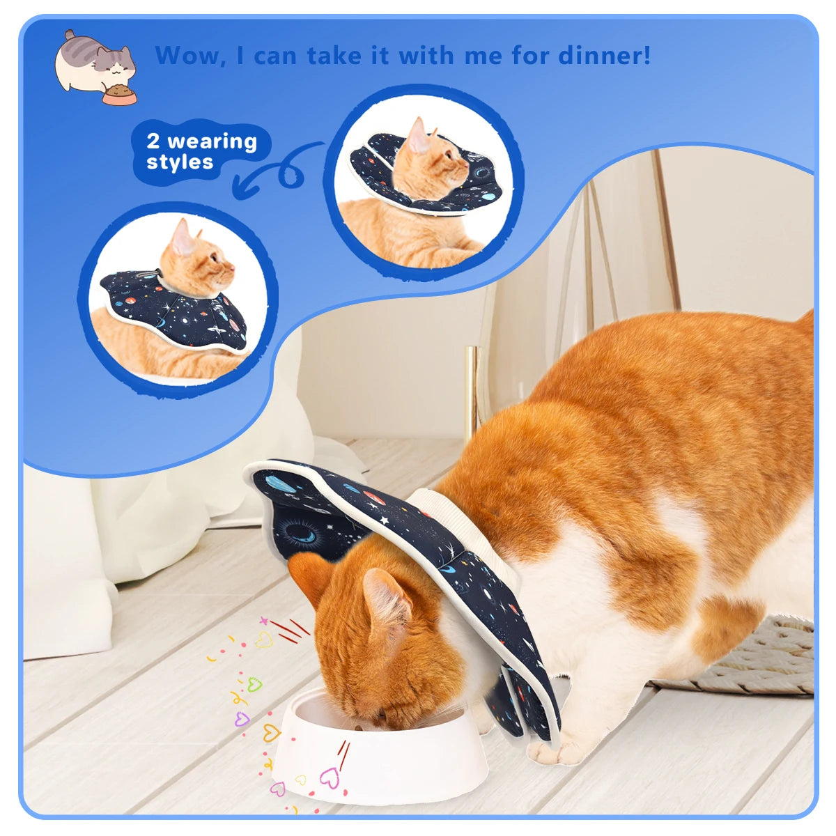 A new Elizabethan collar, stylish and high-value cartoon printed pet protective cover, dog protective cover, cat anti-licking st