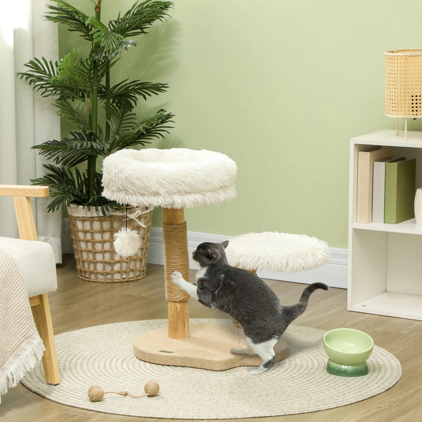 PawHut scratching post 61.5 cm tall cat scratching post with Playball, beds, scratch trunk