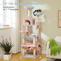 184cm Large Cat Tree Tower for Indoor Cats With Sisal-Covered Scratching Posts Spacious Hammock Padded Perches and Condos Blue