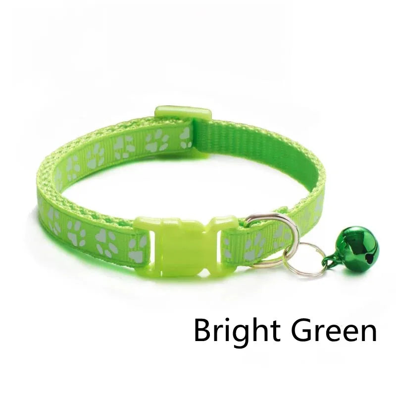 1/6/18pcs Pet Collar With Bell Footprints Colorful Dog, Dog, Cat Accessories Cat Collar Adjustable Bell Ring Necklace Pet