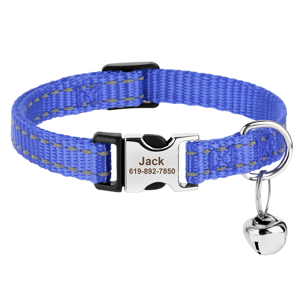 Personalized Printed Cat Collar Adjustable Kitten Puppy Collars With Free Engraved ID Nameplate Bell Anti-lost Cats Collars