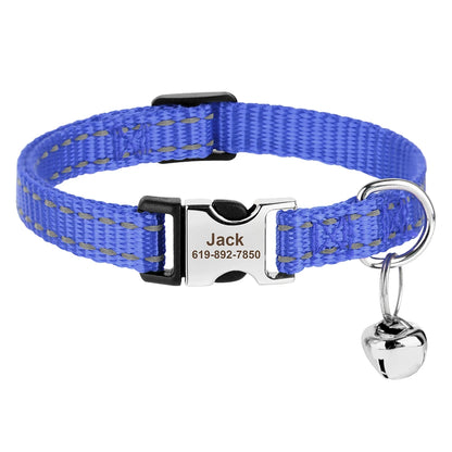 Personalized Printed Cat Collar Adjustable Kitten Puppy Collars With Free Engraved ID Nameplate Bell Anti-lost Cats Collars