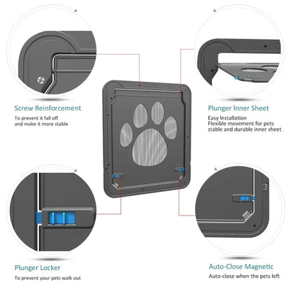 Pet Gate Cat Door Safe Lockable Magnetic Screen Outdoor Dogs Cats Window House Enter Freely Fashion Pretty Garden Easy Install